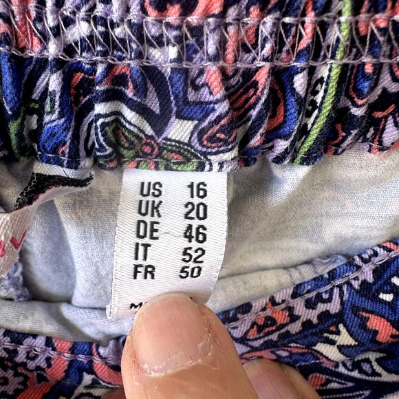 Isaac Mizrahi Sz 16 24/7 Stretch Pink & Blue Paisley Cropped Pants QVC Casual - Picture 5 of 6